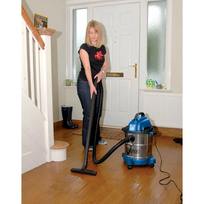 Draper 230V Wet and Dry Vacuum Cleaner with Stainless Steel Tank, 20L 1250W