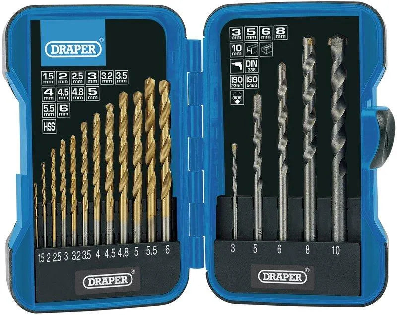 Metric Combined HSS and Masonry Drill Bit Set (17 Piece)