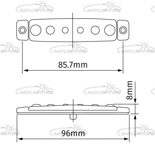 247 Red LED Marker Lamp - IP65 Rated, 12-24V Surface Mount Light - CA 9315R