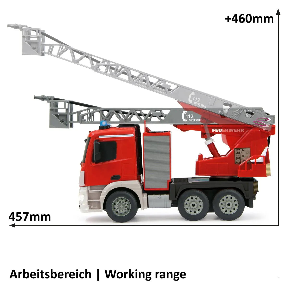 Jamara Mercedes-Benz Antos Fire Truck with Turnable Ladder 1:20 2.4GHz