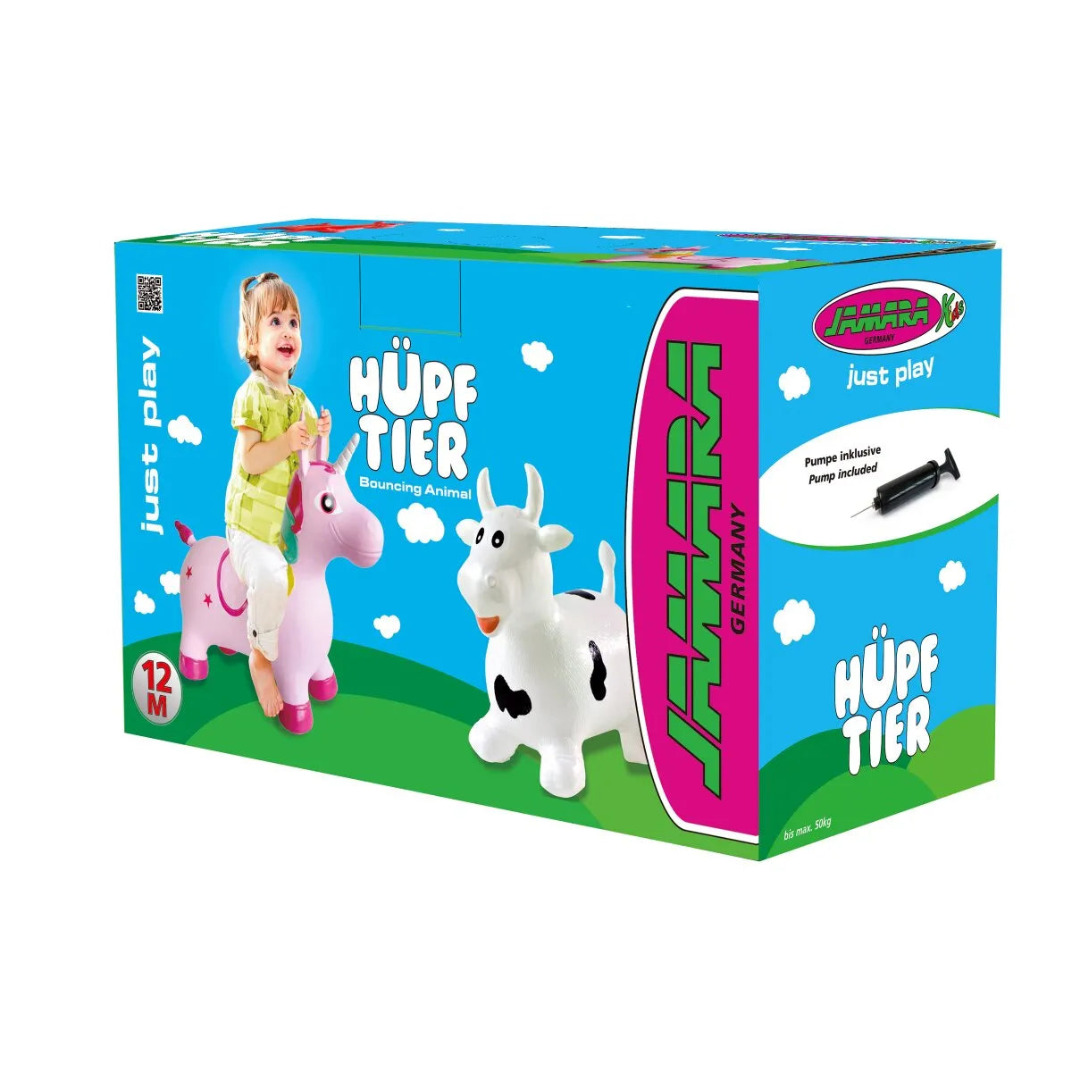 Jamara Bouncing Animal Cow White/Black with Pump
