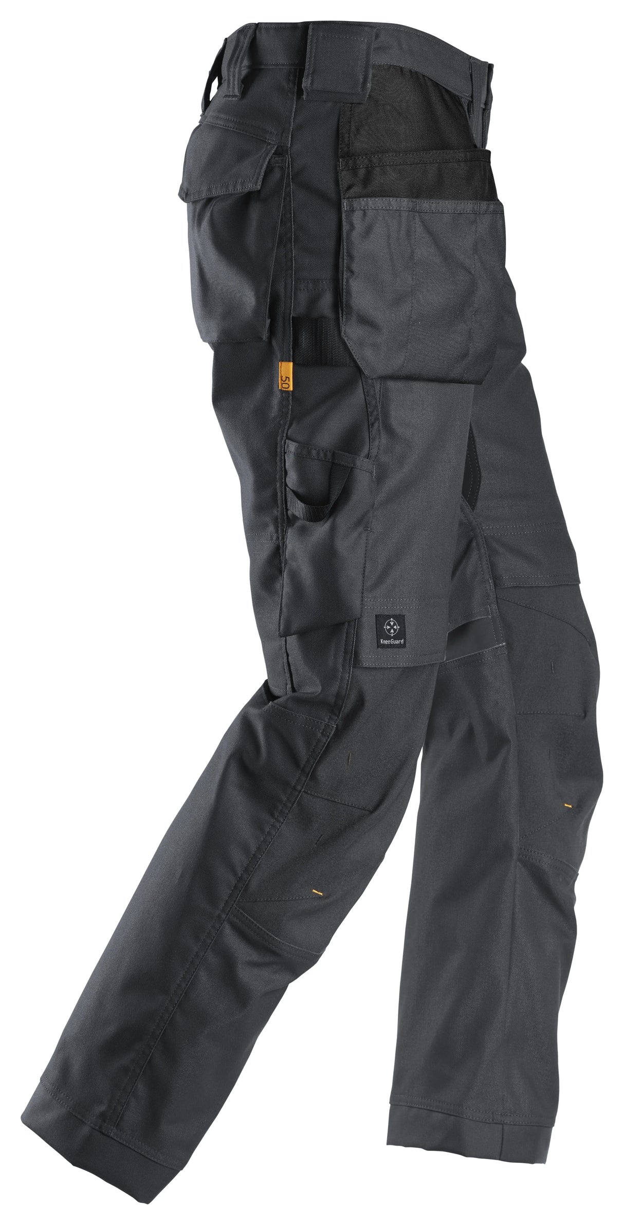 Snickers 6224 AllroundWork Canvas+ Stretch Work Trousers Grey with Holster Pockets | Durable Construction Workwear