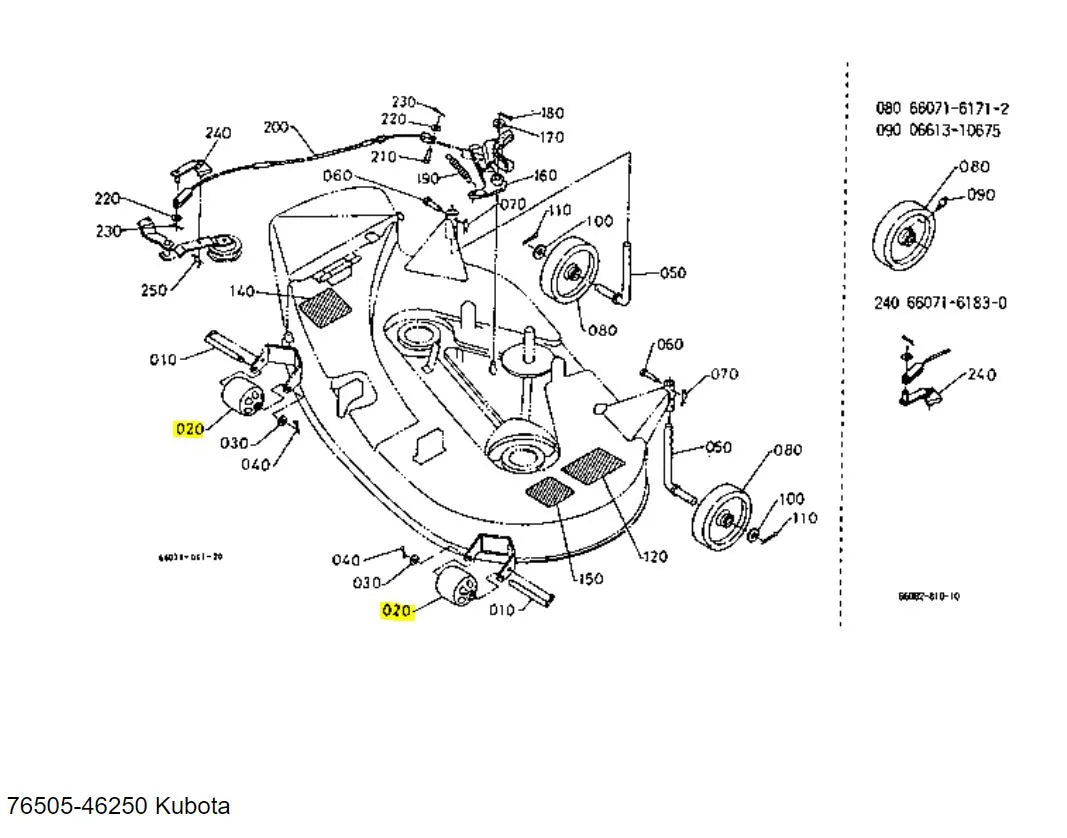 Kubota Anti-Scalp Roller Deck 76505-46250 - Genuine OEM Part