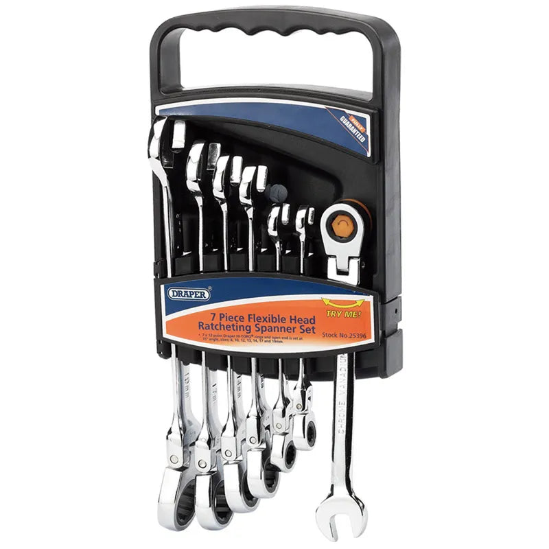 Draper Hi-Torq® Metric Flexible Head Ratcheting Combination Spanner Set (7 Piece)