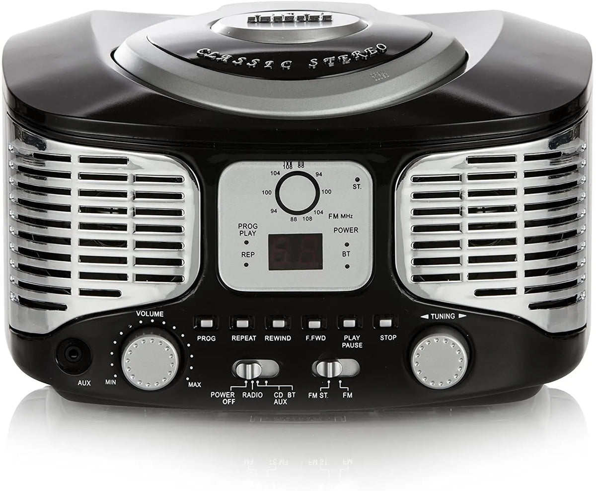AKAI Retro Bluetooth CD Boombox with FM Radio - Black