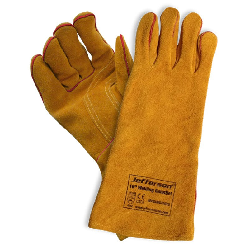 Jefferson 16 inch yellow leather welding gauntlets
