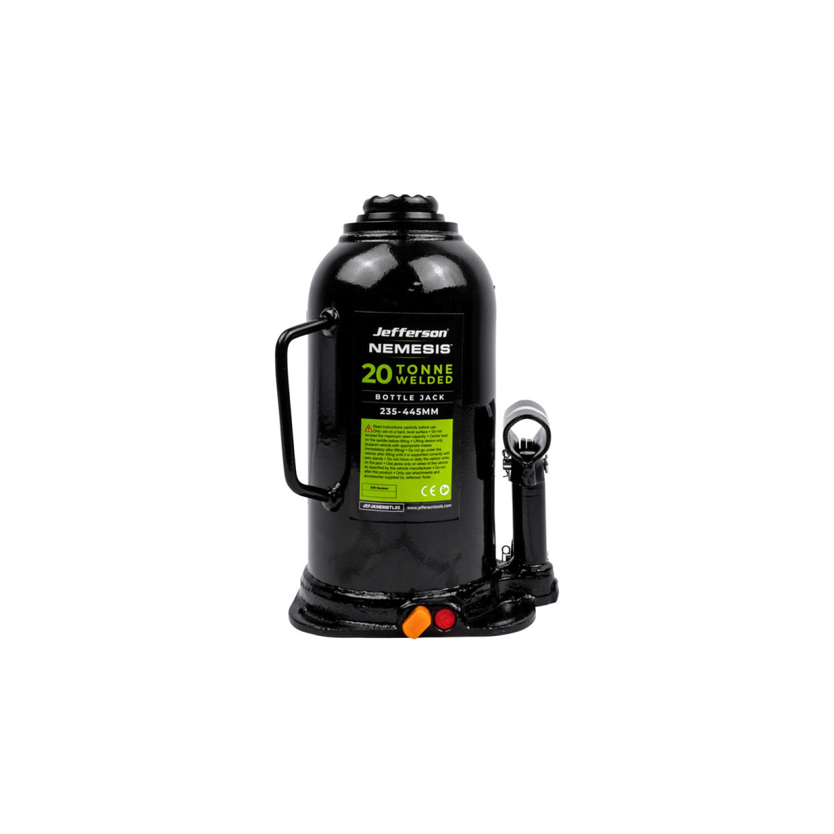 Jefferson Nemesis 20 tonne hydraulic bottle jack, side view