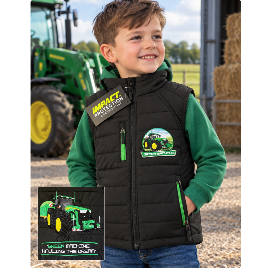 Impact Kids John Deere Softshell Gilet "Green Machine Hauling The Dream"