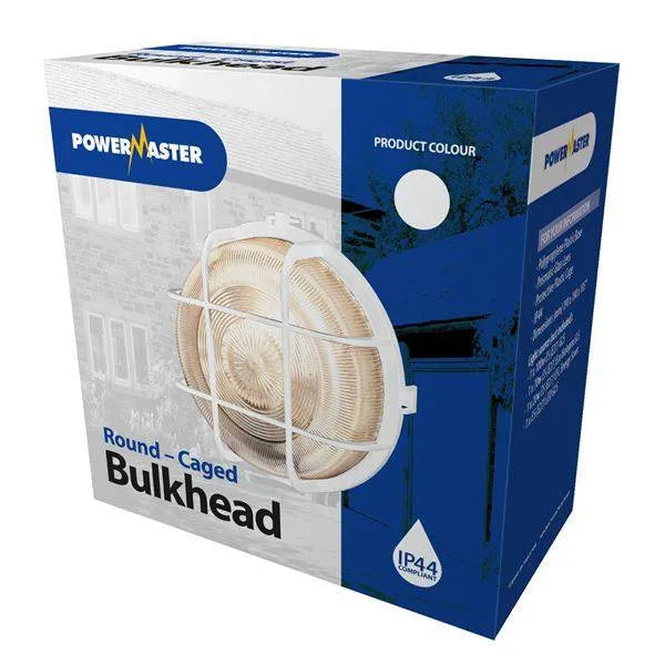 Powermaster Round Caged Bulkhead Light White - 100W
