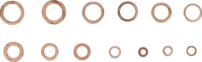 BGS Copper Seal Ring Assortment - Metric for Oil Drain Plugs - 75 pcs