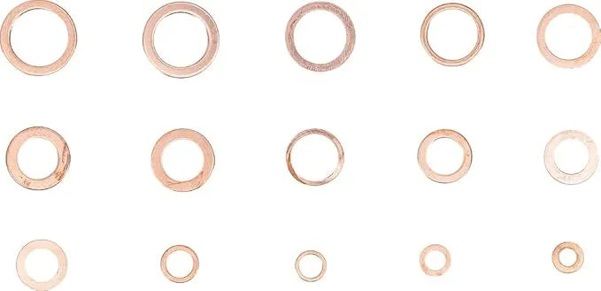 Seal Ring Assortment, Copper, Inch Sizes, 75 pcs