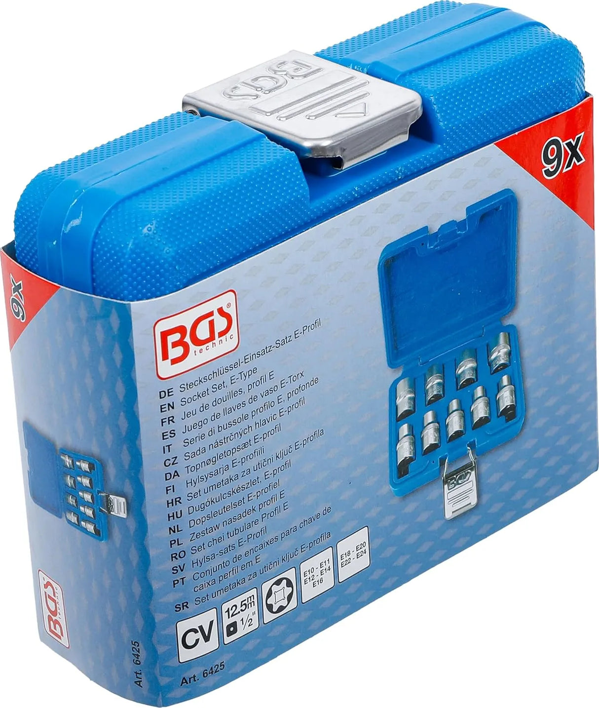 BGS 9PCE E-Type Socket Set E10-E24, 1/2" Drive - Chrome Vanadium Steel | BGS6425