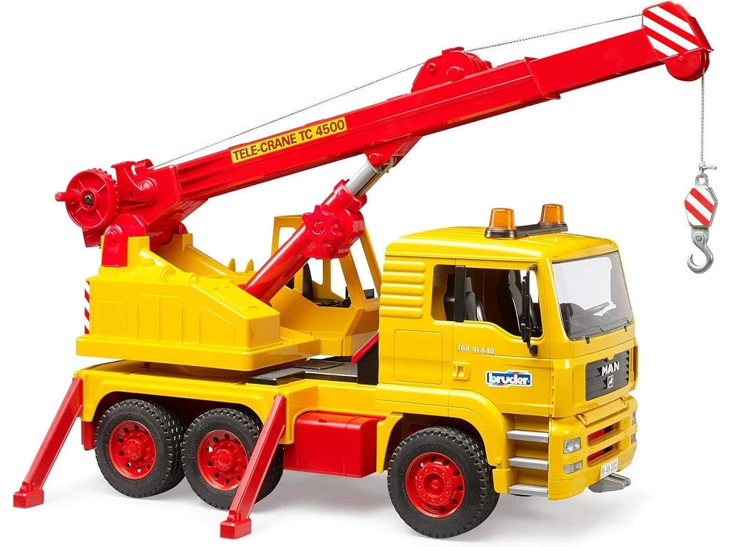Bruder MAN TGA Crane Truck - 1:16 Construction Vehicle with 360° Rotating Crane & Tilt Cab