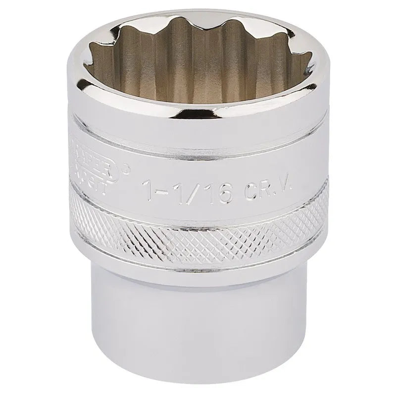 Draper Expert HI-TORQ® 12 Point Socket 1/2" Sq. Dr. 1 1/16" - Chrome Vanadium (33726)