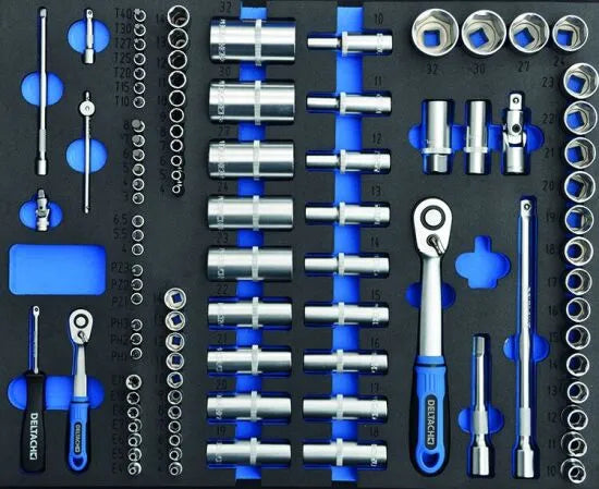 Deltach D2 Compact Tool Trolley, 5 Drawers, 214 Pieces
