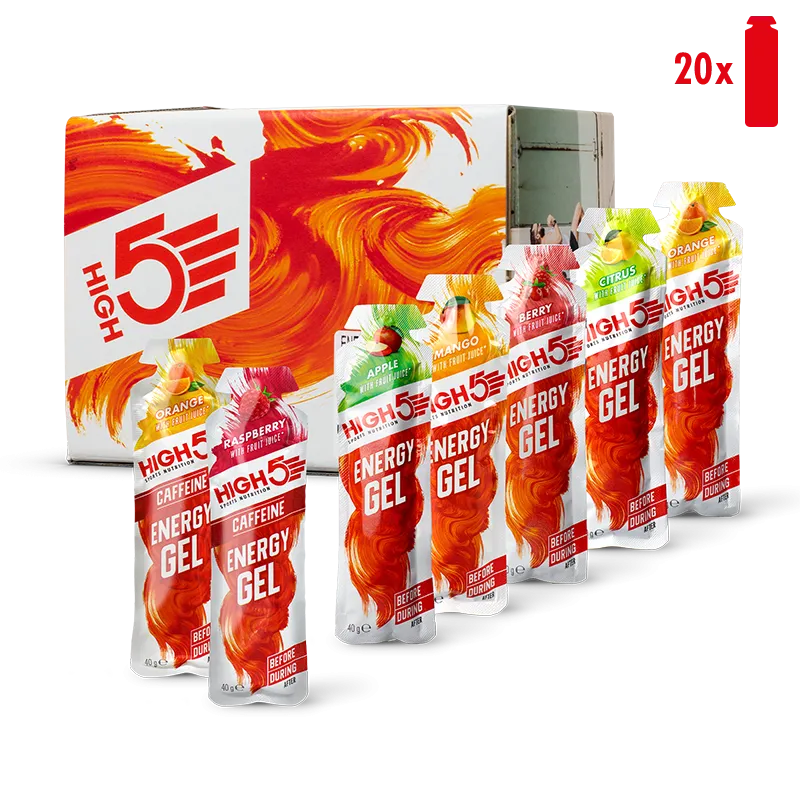 HIGH5 Energy Gel Mixed Flavour Pack (20 Sachets) - Caffeinated & Non-Caffeinated