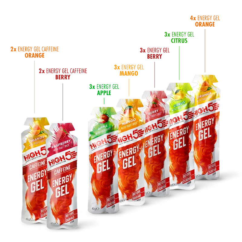 HIGH5 Energy Gel Mixed Flavour Pack (20 Sachets) - Caffeinated & Non-Caffeinated