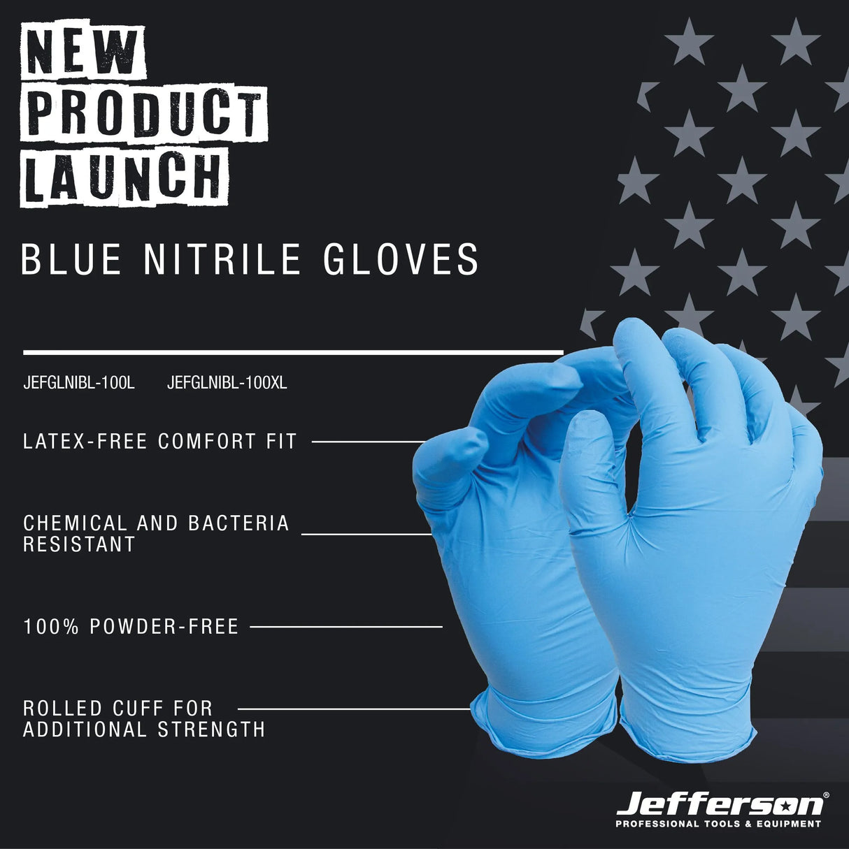 Jefferson Blue Nitrile Gloves Extra Large (Box of 100)