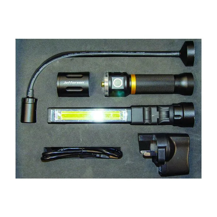 Jefferson 3-in-1 Interchangeable, Rechargeable LED Lamp & Torch Kit