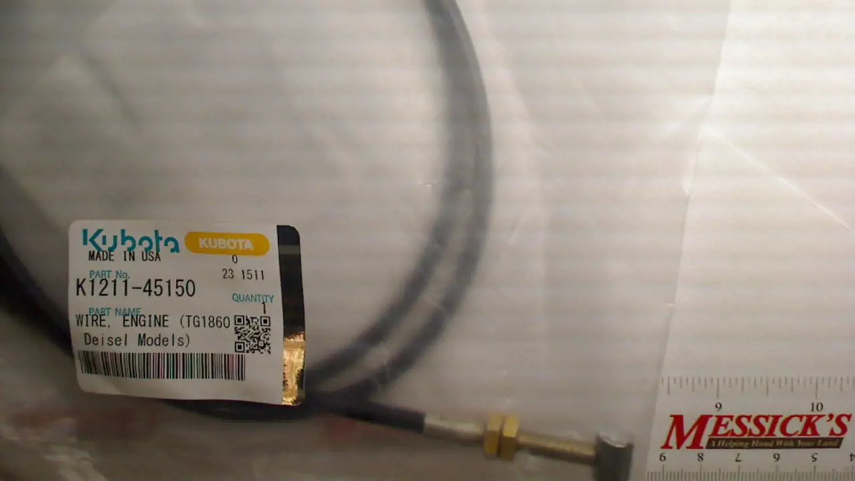 K1211-45150 Kubota Engine Wire - OEM Throttle Cable for Accelerator Lever