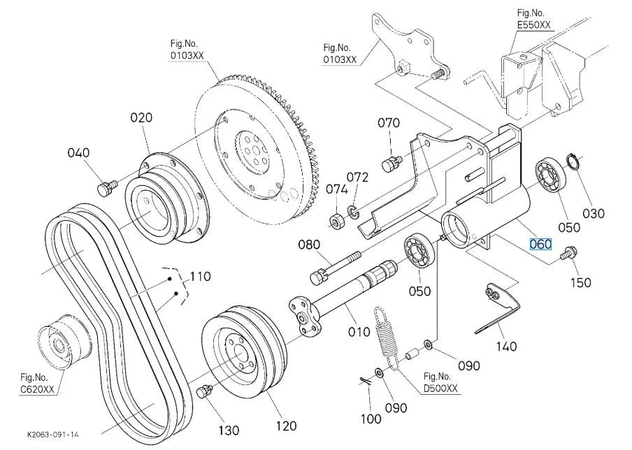 K2053-15915 Kubota Bracket FPTO - Front PTO Mounting Bracket for G23-LD