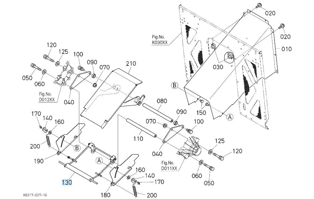 K6312-63795 Kubota Duct Under - Support Bracket for G23 & G26 Low Dump Mowers