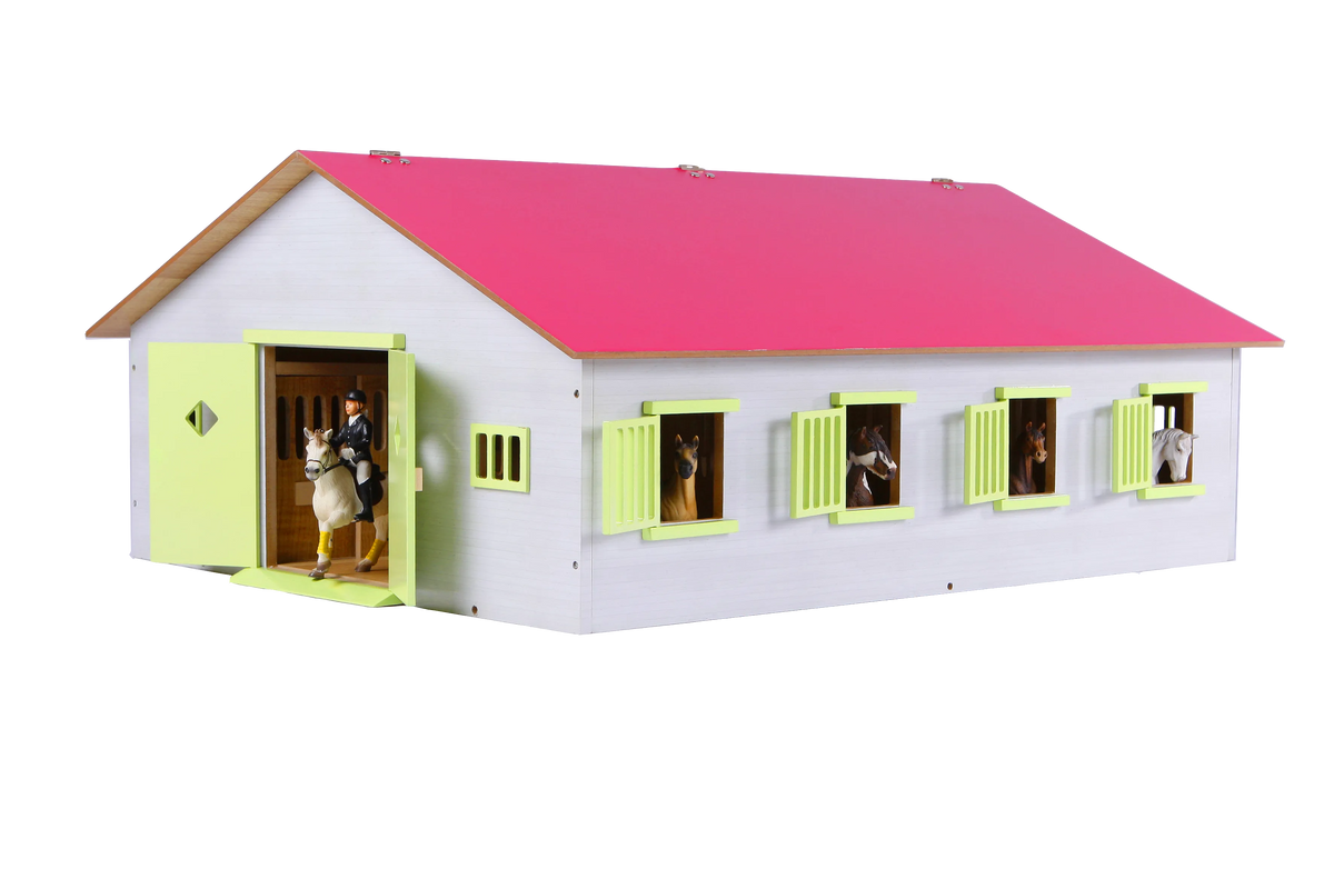 Kids Globe Large Pink Horse Stable with 7 Horse Stalls