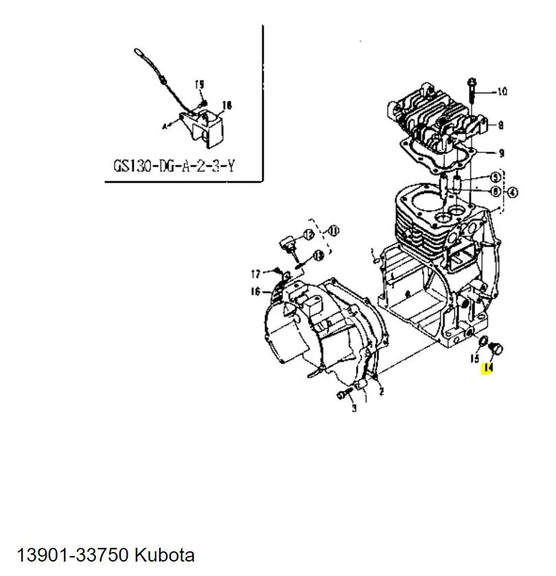 Kubota 13901-33750 Drain Plug - Genuine Oil Pan, Cylinder & Radiator Plug