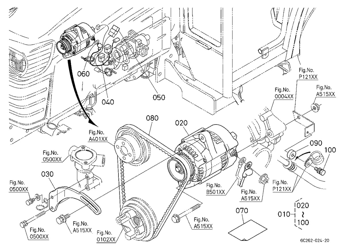 Kubota 14962-97010 Fan Belt - Genuine V1505 Engine Overhaul Belt