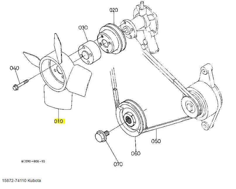 Kubota 15872-74110 Radiator Fan - OEM Replacement for BX2200D, BX23D, BX24D, ZD321N & More