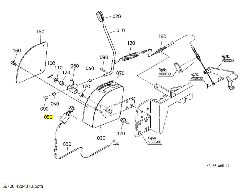 Kubota 59700-42840 Switch - Safety & Control Switch for Kubota Tractors