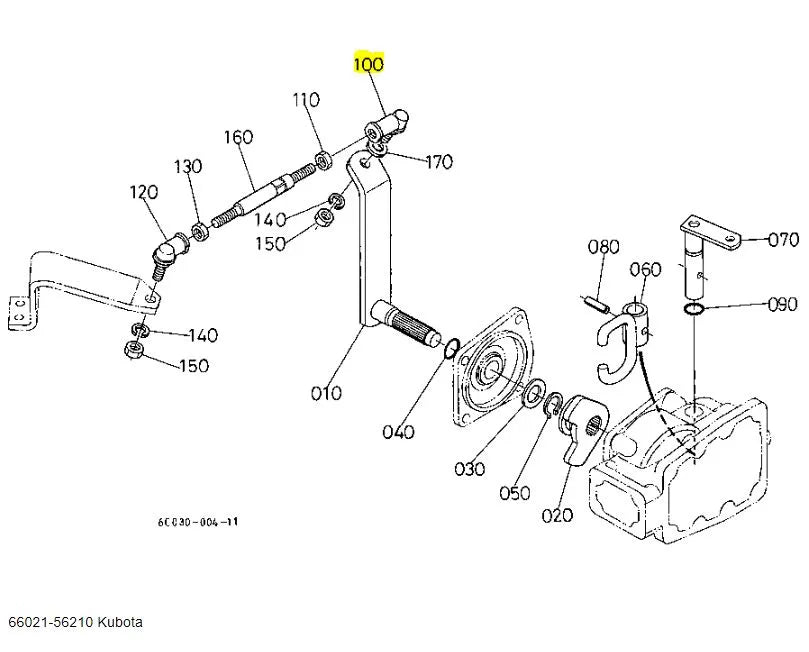 Kubota 66021-56210 RH Rod End - OEM Replacement for Bi-Speed Turn Shift Levers & Tie Rods