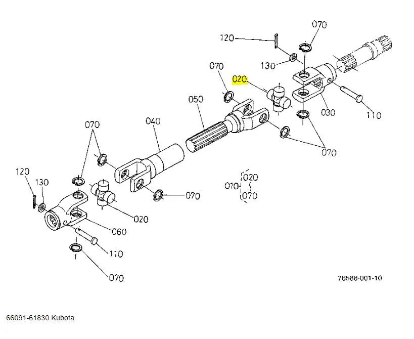 Kubota 66091-61830 Universal Joint Kit - Genuine OEM Replacement