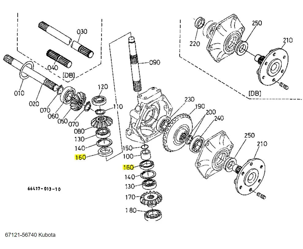 Kubota 67121-56740 Oil Seal - Genuine Front Wheel Hub & Bevel Gear Seal for B & F Series