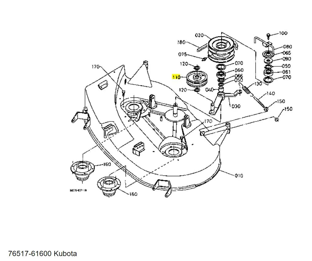 Kubota 76517-61600 Assy Pulley, Tension for Mower Decks | OEM Quality