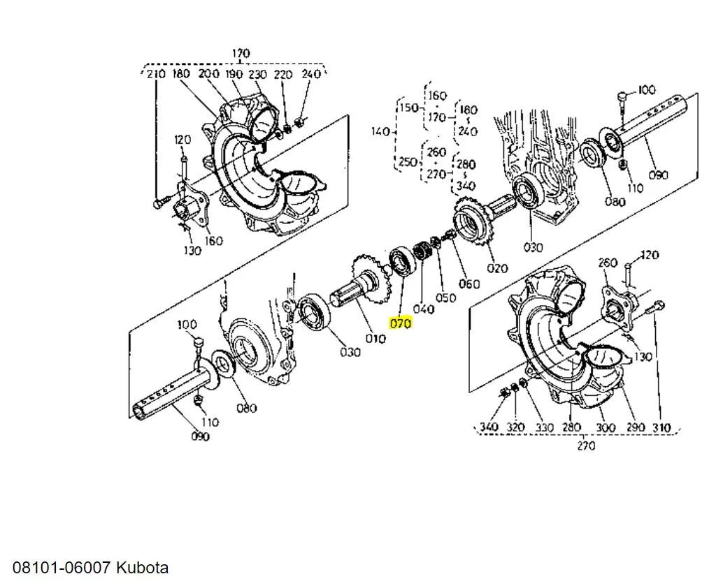 Kubota Ball Bearing 35X62X14 08101-06007 - Genuine OEM Part for Axle, Gear, and PTO Systems