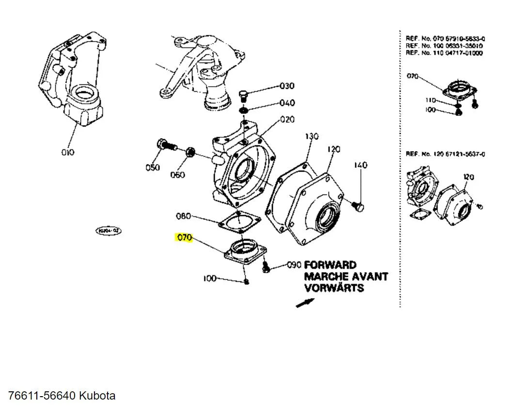Kubota Bevel Cover 76611-56640 - OEM Rear Axle Case Cover for F Series