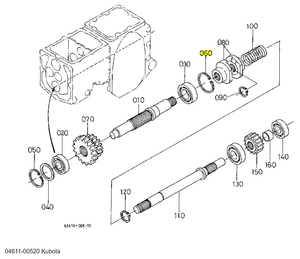 Kubota CIR-CLIP, INTERNAL 04611-00520 | OEM Clip for Shafts, PTOs, and Differentials