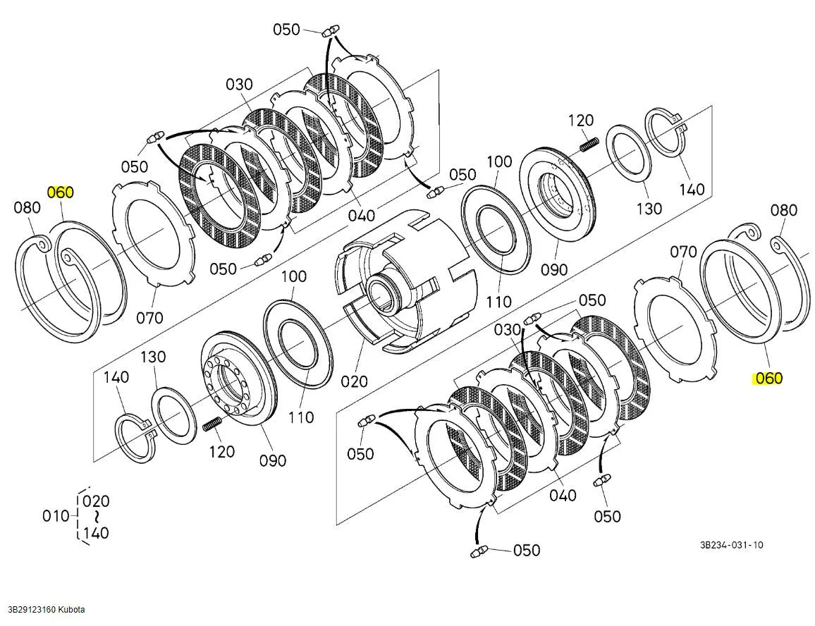 Kubota Clutch Pack Spring Disc 3B291-23160 - OEM Hi-Lo & Shuttle Clutch Component
