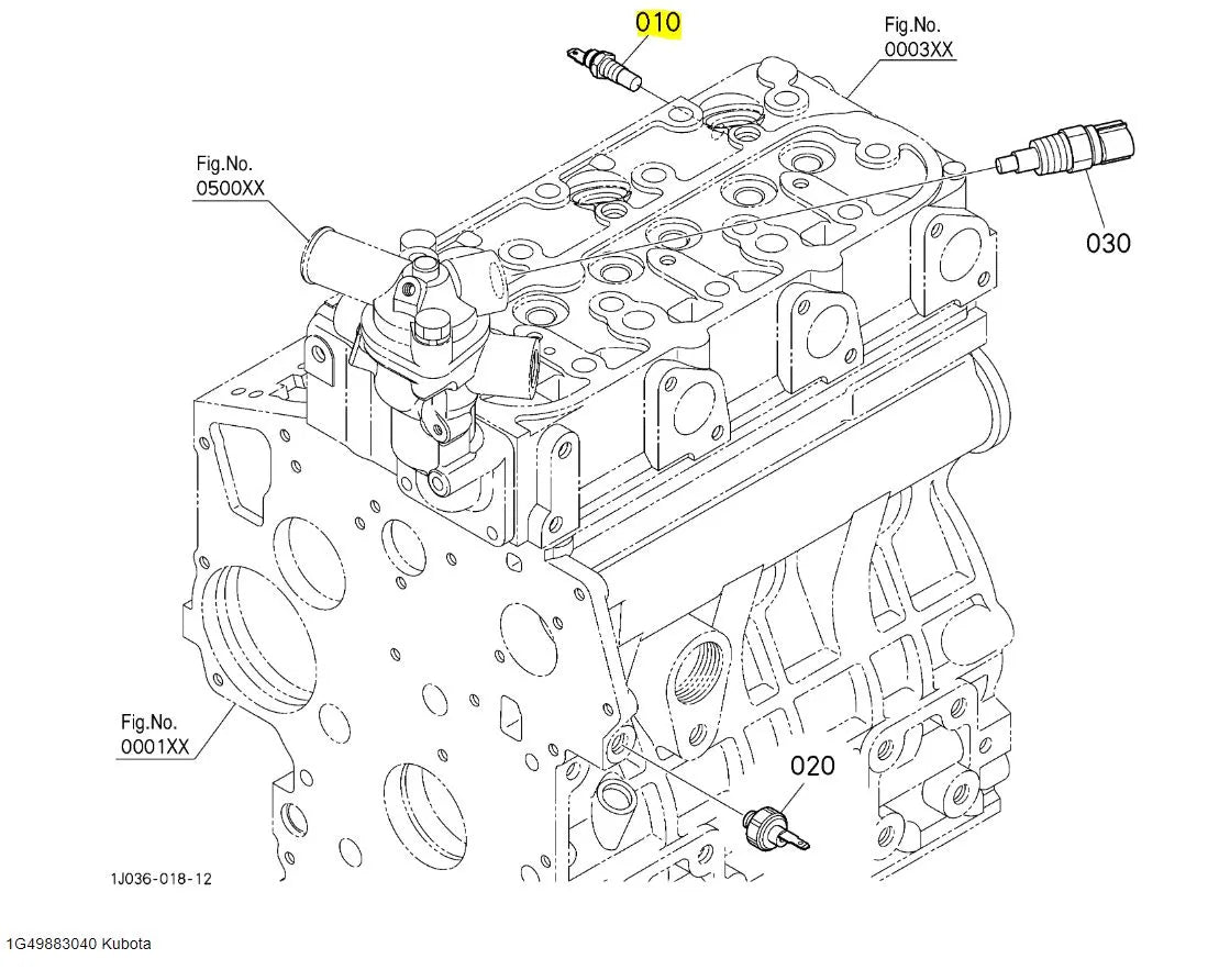 Kubota Coolant Temperature Sensor (1G49883040) - Compatible with RTV-X Series