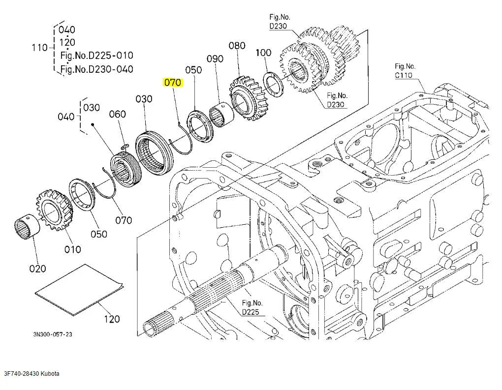 Kubota Gear Shift Spring 3F740-28430 - OEM First/Second & Third/Fourth Gear Selector Spring