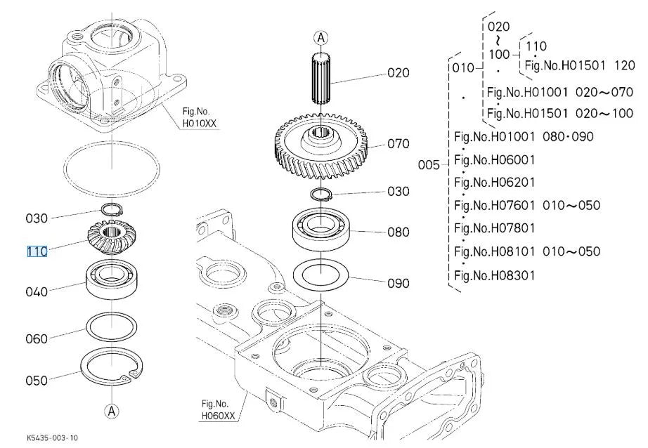 Kubota K5453-33350 Spiral Gear for RCK48-G23 Bevel Gear Case