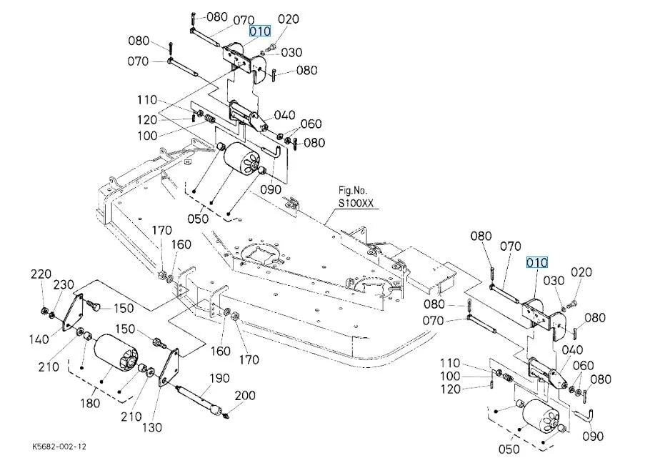 Kubota K5681-44210 Support Stay Roller - OEM Anti-Scalp Roller Bracket for RCK60 Decks