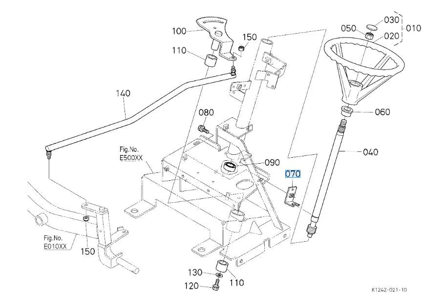 Kubota Retainer Shaft K1243-41223 - Genuine Steering Handle Retainer