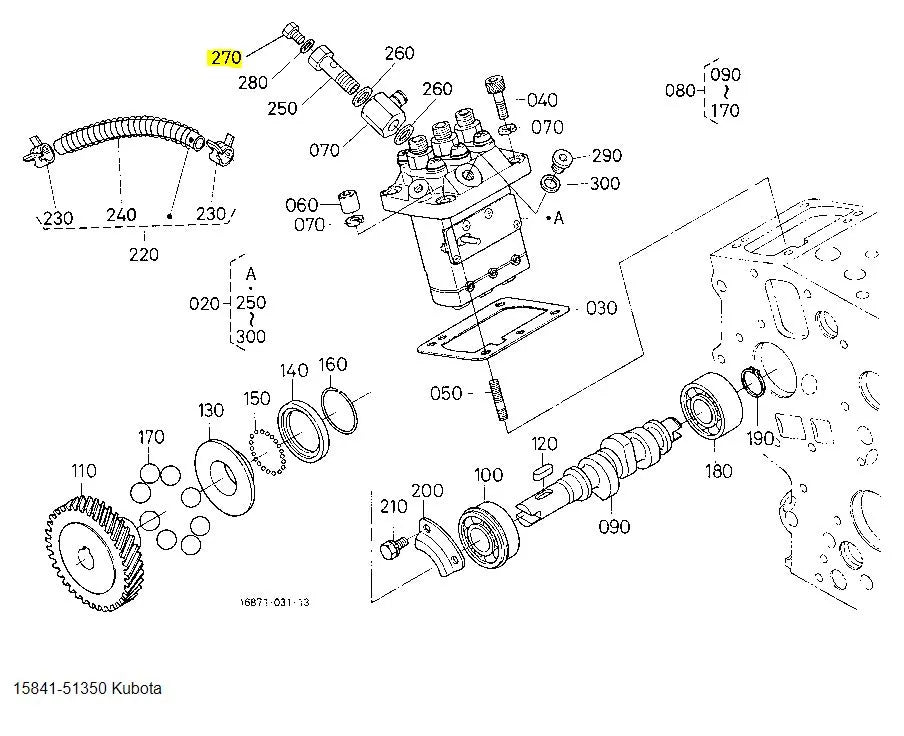 Kubota Screw 15841-51350 - Genuine Injection Pump Fastener