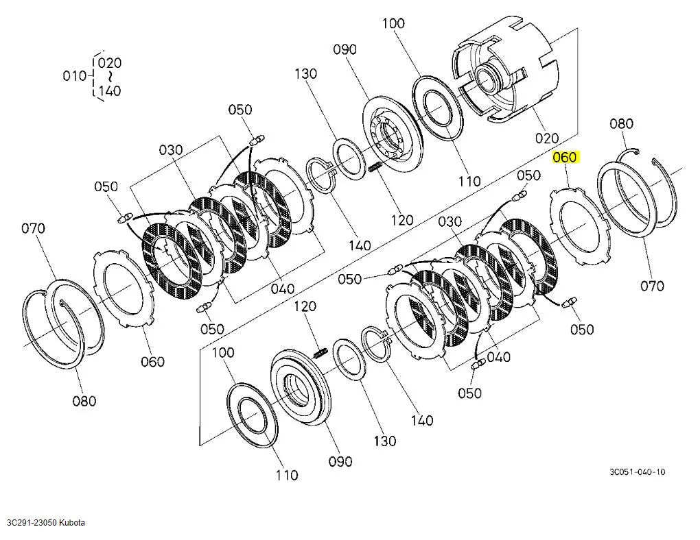 Kubota Shuttle Clutch Plate 3C291-23050 (156XT4.5) – Genuine OEM Transmission Component