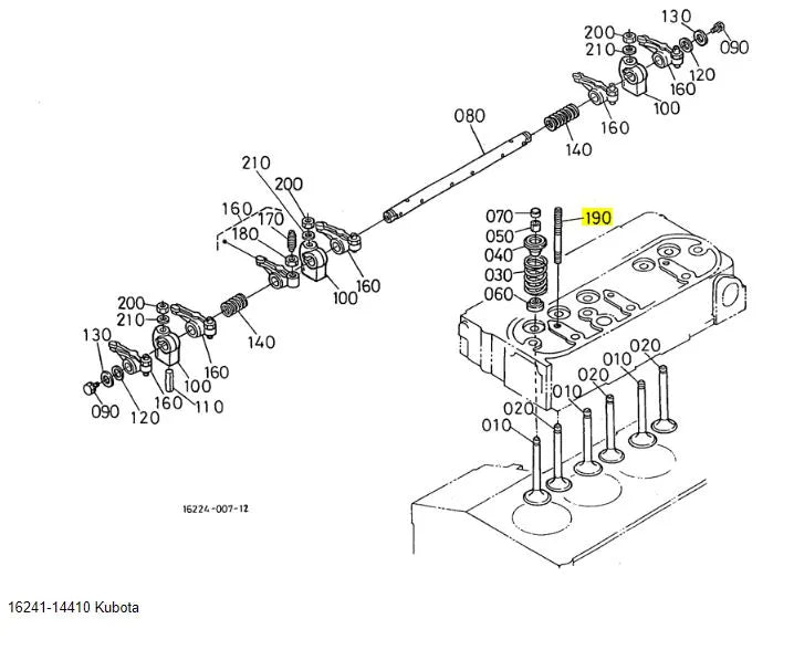 Kubota Stud 16241-14410 - OEM Rocker Arm Fastener