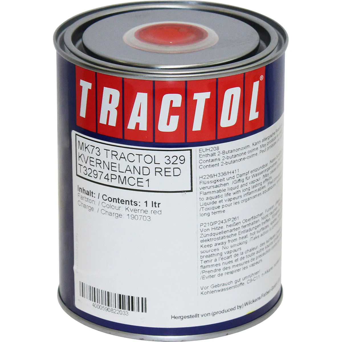 TRACTOL Kverneland Red High Gloss Paint 1 Litre - Durable Finish for Agricultural & Construction Equipment - MK73
