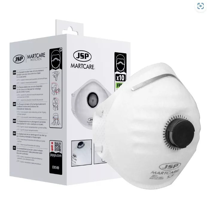 P2 (FFP2) Valved Respirator Dust Masks 10 Pack - JSP Martcare Disposable Face Masks