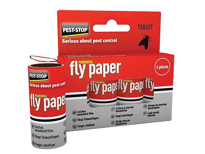 Pest-Stop Fly Papers (Pack of 4) | Traditional Sticky Fly Traps for Home Use